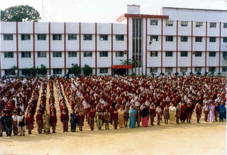 Assembly on school grounds.